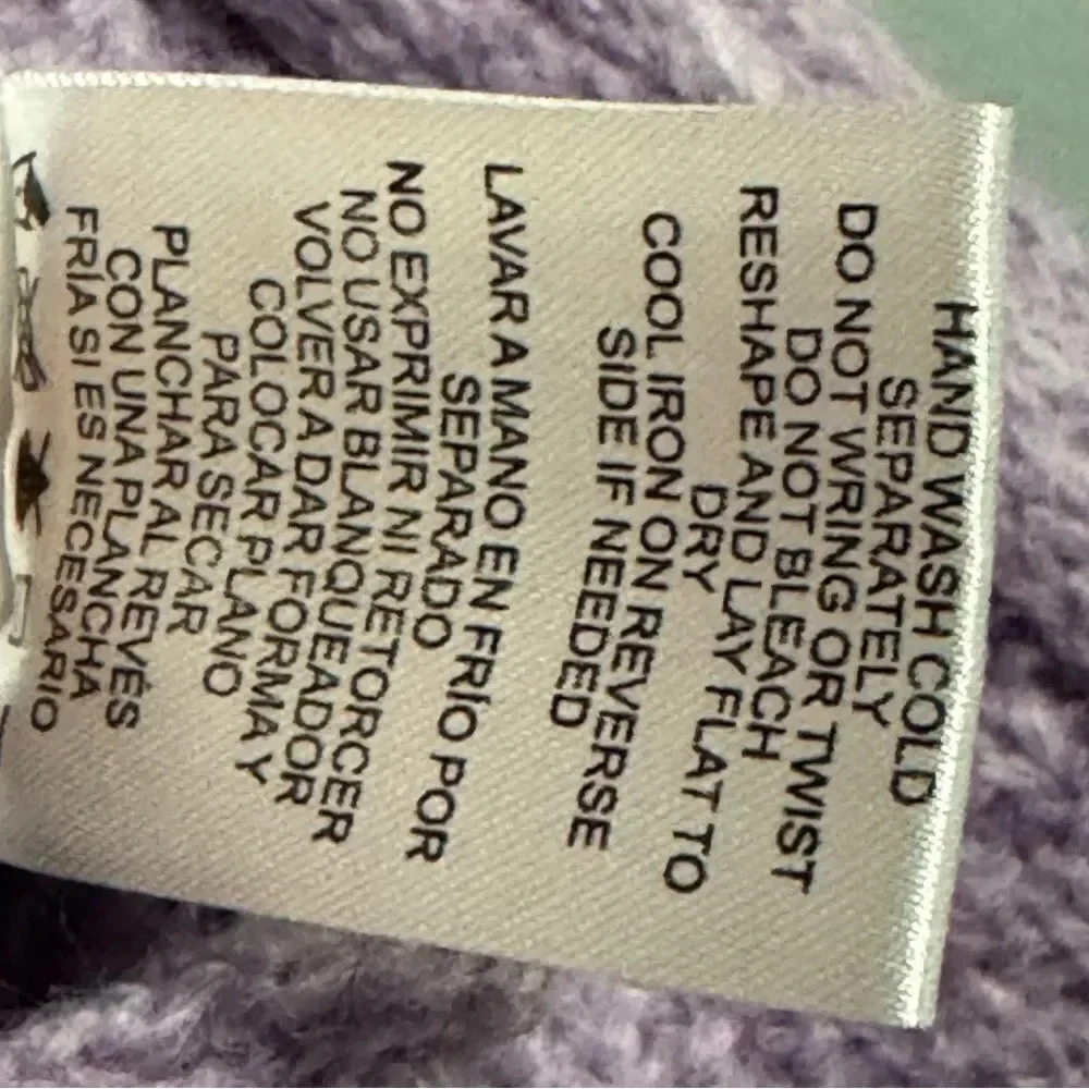 GB Cable Knit Long Sleeve Cropped Sweater Lavender Light Violet Purple Sz L Jrs